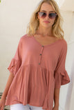 SOLID TULIP SLEEVE BABYDOLL TOP-4 COLORS