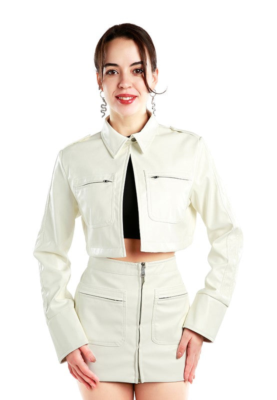 Faux Leather Crop Jacket (2 Colors)