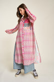 Mesh Print Mix Matched Button Front Cover Up Cardigan/Duster