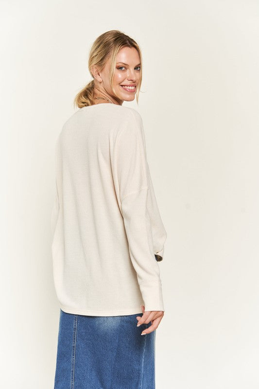 Button Down Side Slit Pullover Knit Top-3 Colors