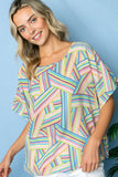 MULTI GEO PRINT WOVEN KIMONO TOP-2 COLORS