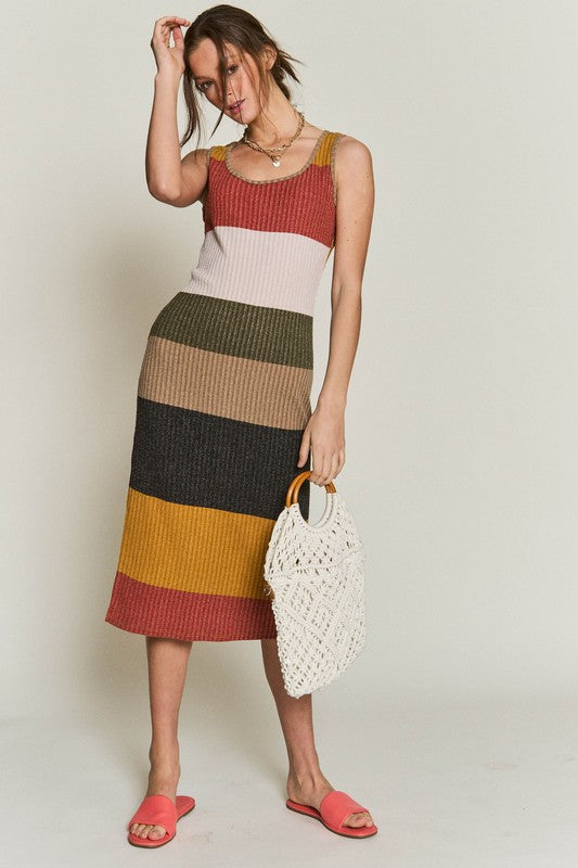 PLUS SIZE COLOR BLOCK CASUSAL DRESS