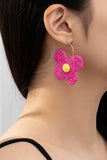 Raffia Straw Flower Earrings