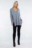 Hi-Low Hem Front Seam Sweater Top- 5 Colors