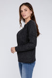 Ribbed Brushed Melange Hacci Sweater with a Pocket-5 Colors