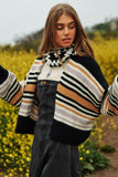 Chunky Knit Multi-Striped Open Sweater Cardigan- 2 Colors