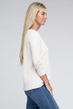 Melange Baby Waffle V-Neck Long Sleeve Top-3 Colors