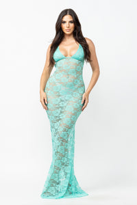 Mint Lace Maxi Dress Lingerie (Pre-Order)