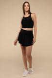 Wide Band Tennis Skirt with Zippered Back Pocket-3 Colors