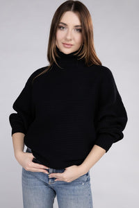 Viscose Dolman Sleeve Turtleneck Sweater Top- 5 Colors