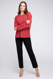 Ribbed Brushed Melange Hacci Sweater with a Pocket-5 Colors