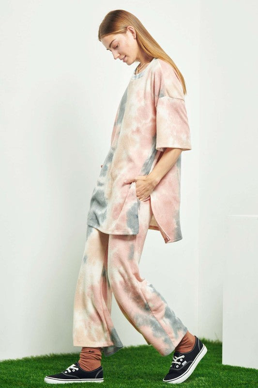 PLUS SIZE BRUSHED RIB TIE DYE SET- 2 COLORS