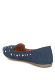 Olesia Stud Embellished Denim Blue Ballet Flats