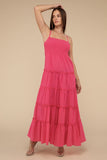 Woven Smocked Top Tiered Cami Maxi Dress-3 Colors