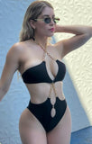 CHAIN LACE ONE PIECE SWIMSUIT-2 COLORS