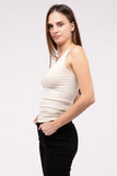 Front & Back 2-Way V-Neck Seamless Tank-3 Colors