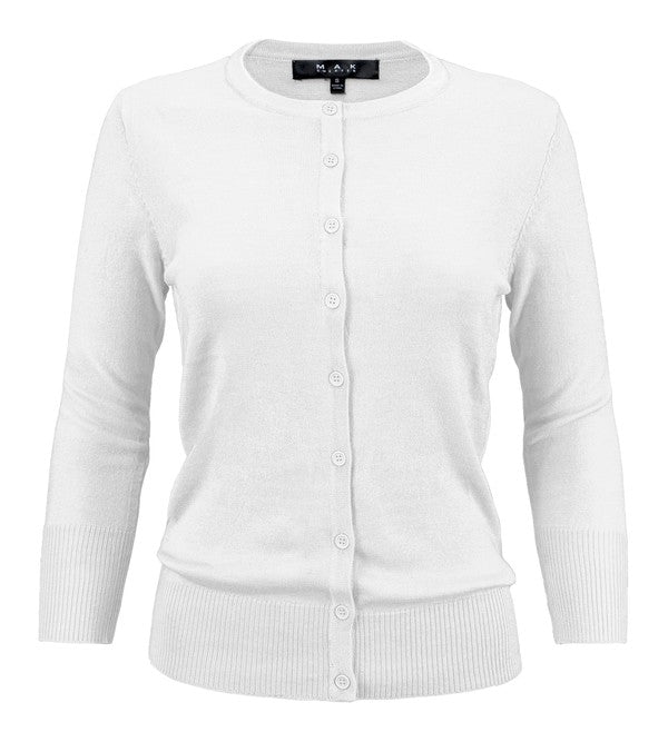 Crewneck Button Down Knit Cardigan Sweater-21  Colors
