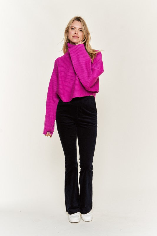 Mock Neck Wide Sleeves Top-2 Colors