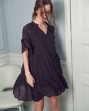 Ruffled Neck Tiered Mini Dress -2 Colors