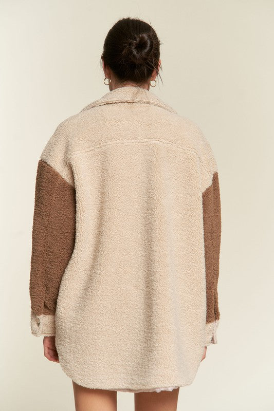 Plus Size Colorblock Sherpa Jacket - 2 Colors Available