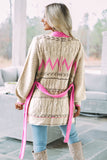 Geometric Cable Knit Pocketed Open Front Cardigan