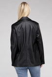 Sleek Pu Leather Blazer with Front Closure- 3 Colors