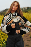 Chunky Knit Multi-Striped Open Sweater Cardigan- 2 Colors