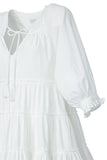 Off White Tiered Tasseled Mini Dress