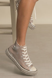 D-CHANTEL-HIGH TOP, STUDS, SNEAKERS- 2 COLORS