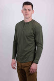 Men's Long Sleeves Henley T-Shirt-6 Colors