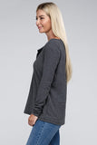 Melange Baby Waffle V-Neck Long Sleeve Top-3 Colors