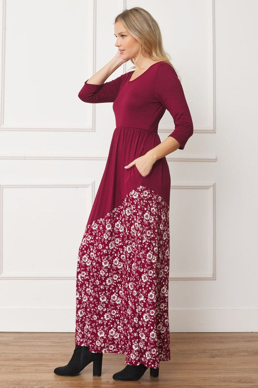 Asymmetrical Leopard Accent Maxi Dress (4 Colors)