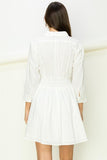 Fairy Dust Smocked Collared Mini White Dress