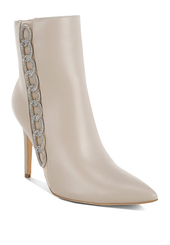 Kalina Rhinestones Chain Detail Boots- 2 Colors