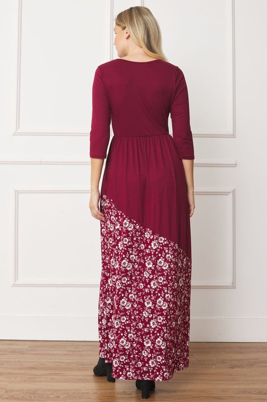 Asymmetrical Leopard Accent Maxi Dress (4 Colors)