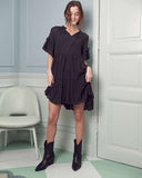 Ruffled Neck Tiered Mini Dress -2 Colors