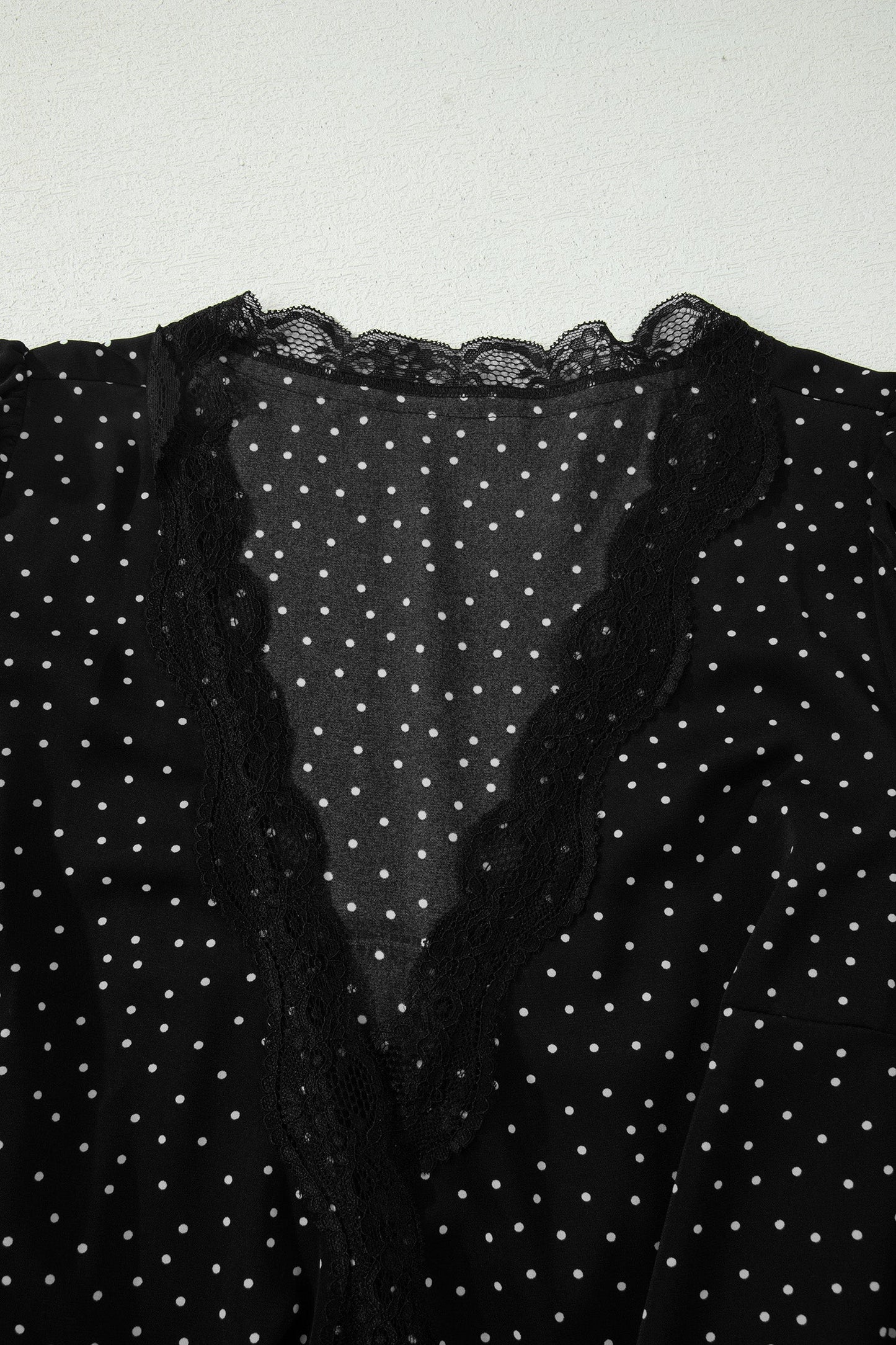 Polka Dot Lace Trim Wrap Mini Dress
