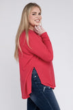 Plus Size Melange Baby Waffle Long Sleeve Top-5 Colors