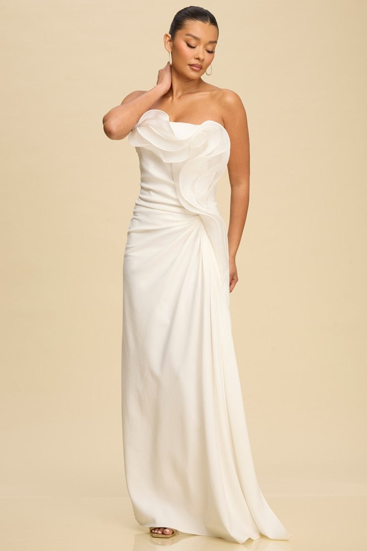 Sculptural Wave Dress- White