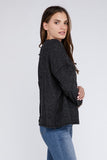 Ribbed Brushed Melange Hacci Sweater with a Pocket-5 Colors