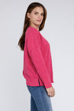 Ribbed Brushed Melange Hacci Sweater with a Pocket-5 Colors