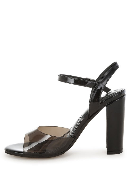Kessel Tinted Clear Strap Block Heel Sandals- 2 Colors