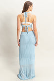 Knitted Snug Fit Top & Skirt Set- Ice Blue (Pre-Order)