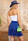 RHINESTONE SUEDE FRINGE SKIRT-6 COLORS