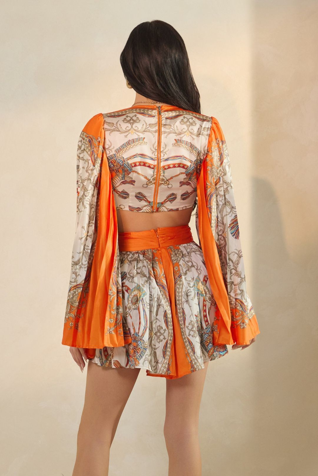 Hopeless Romantic Batwing Sleeve Romper- Orange