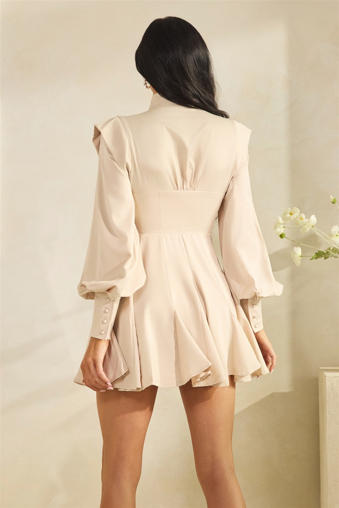button up shirt dress with corset Long Sleeve Button Corset Tie Detail Shirt Dress In White | EGO US