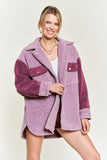 Plus Size Colorblock Sherpa Jacket - 2 Colors Available
