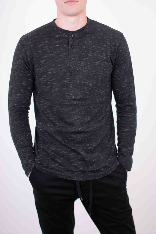 Men's Long Sleeves Henley T-Shirt-6 Colors