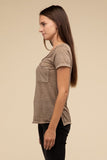 Washed Melange Burnout Scoop V-Neck Top- 7 Colors