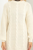 Cable-Knit Ribbed Mini Sweater Dress (3 Colors)